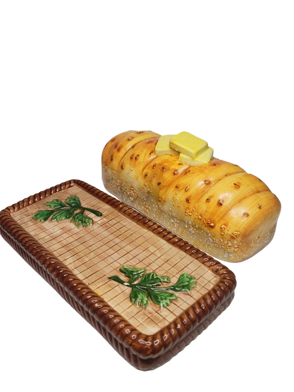 Vintage Ceramic Butter Loaf Shaped Butter Dish By Jam Bon Dept 50